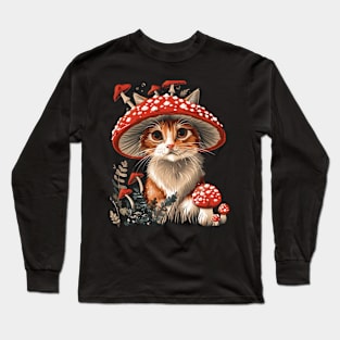 Cottagecore Aesthetic Cat Meadows Long Sleeve T-Shirt